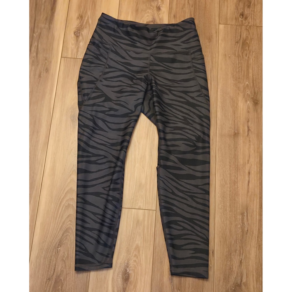 Old Navy Active High Rise Zebra Print Leggings Women's Size Large Black Gray